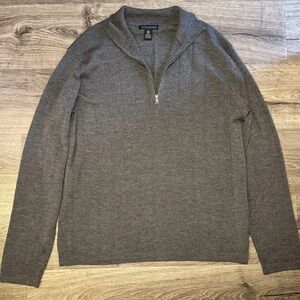 Banana Republic Men’s XL Quarter Zip Italian Merino Wool Gray Sweater